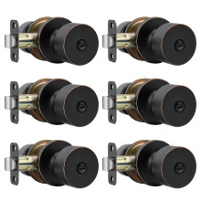 Oil Rubbed Bronze Privacy Door Knob Set for Bedroom and Bathroom, Quick Lock, 6 Pack