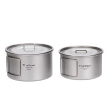 Collapsible Camping Bowl with Folding Handle, Lightweight Stainless Steel Outdoor Food Container 450ml 600ml