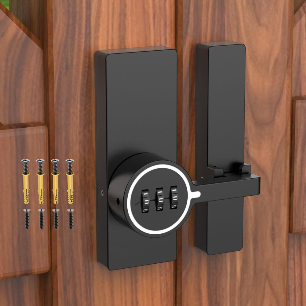 Keyless Barn Door Lock, 180 Flip Combination Latch For Sliding Cabinet Or Shed, Adhesive And Screw Mount, Luminous Finish (1Pc) 9330225388418
