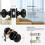Keyless Privacy Door Knobs 6 Pack, Black Interior Handles for Bedroom and Bathroom, Adjustable Latch 5