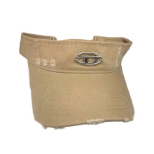 (Khaki) Sun Hat for Woman Outdoor Visor Hat Wide Brims Summer Spring Empty Top Hat Foldable Sun Hat with Metal Badge Decals White