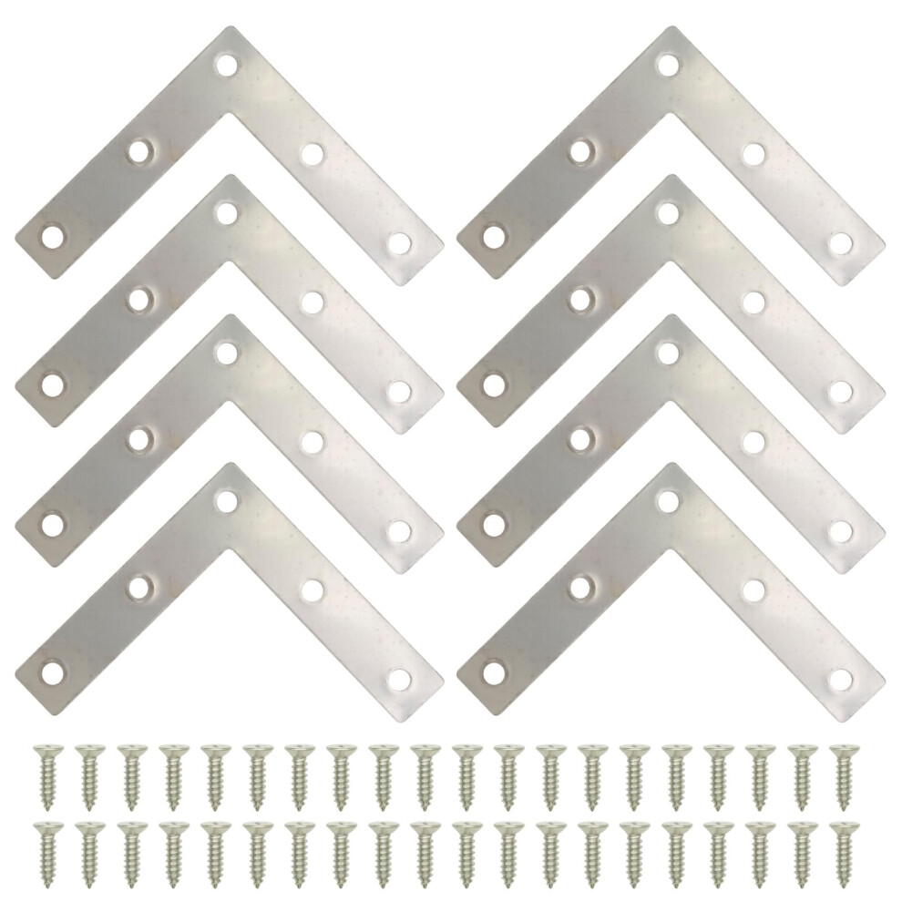 8 Pcs L Shaped Brackets 3.23X3.23in Stainless Steel Corner Braces For Furniture Cabinet Shelf 9073542058304