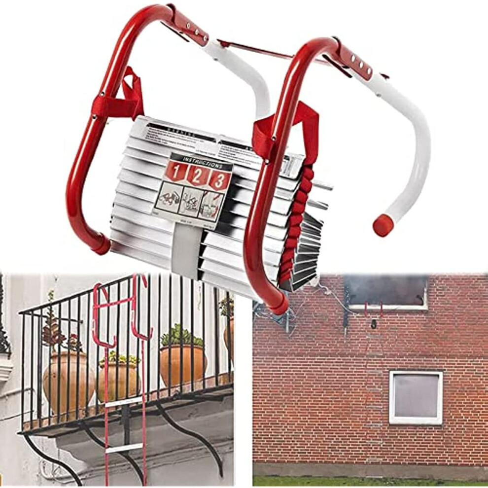 Fire Escape Ladder 3 Story 24Ft With Extra Wide Antislip Rungs For Window Or Balcony Emergency Use 9330225388531