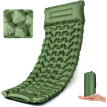 4Inch Inflatable Camping Mattress with Builtin Pillow and Foot Pump for Backpacking and Hiking