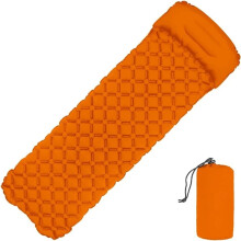 Camping Sleeping Pad with Builtin Pillow, Lightweight Inflatable Camping Mattress for Backpacking
