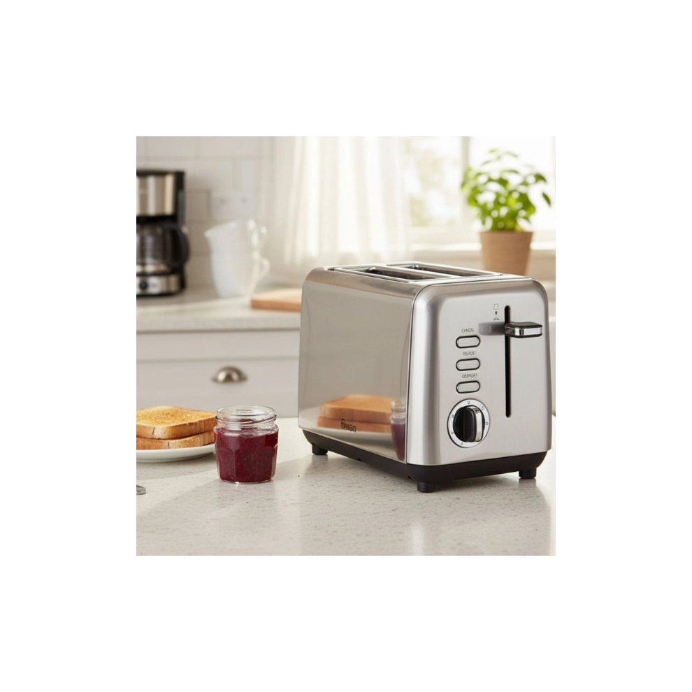 Swan 2 Slice Toaster With Removable Crumb Tray Grey