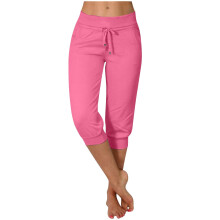 Women's Cropped Sweatpants Lightweight Casual-rose red XXXL