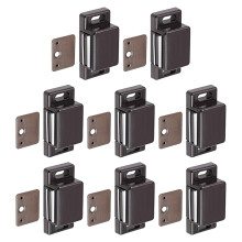 Magnetic Touch Latch for Cabinet Door 8 Pack Brown Silver Finish Durable Easy Screw Mount Closure