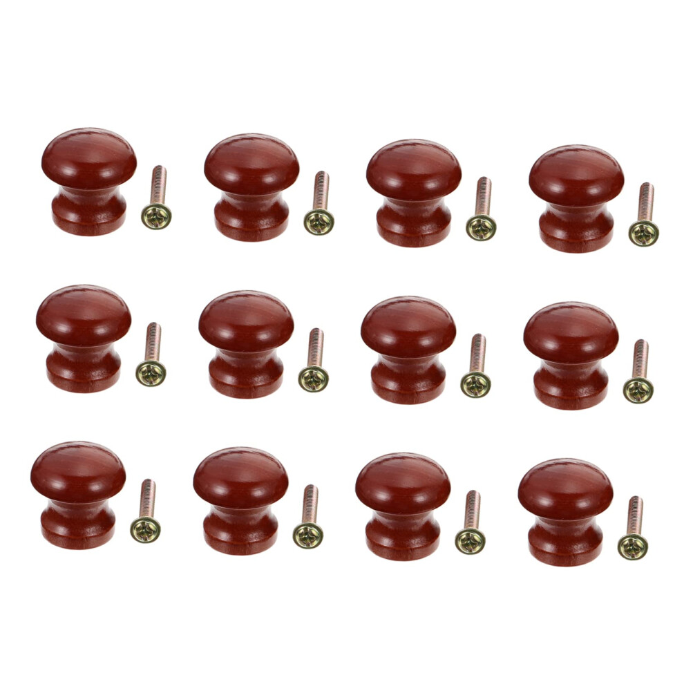 12Pcs Vintage Wood Cabinet Knobs And Wooden Dresser Handles, Round Mushroom Style, Easy Installation 9771547912224