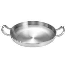 Large Stainless Steel Seafood Steamer Pot and Paella Pan, Even Heat Distribution, 30cm Gold/Silver