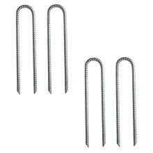 4Pcs Galvanized Steel Tent Stakes Heavy Duty UShaped Ground Anchors Rust Resistant for Camping Garden Canopy