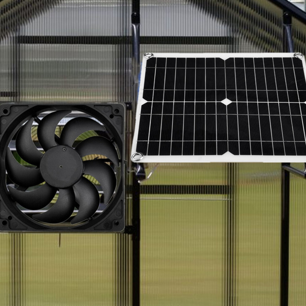 12V Solar Powered Fan 12W Dual Fan Kit Efficient Energy Conversion For Camping 9321393703790
