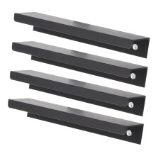 4 Pack Black Aluminum Cabinet Finger Pull Handles, Concealed Minimalist Design for Modern Wardrobes