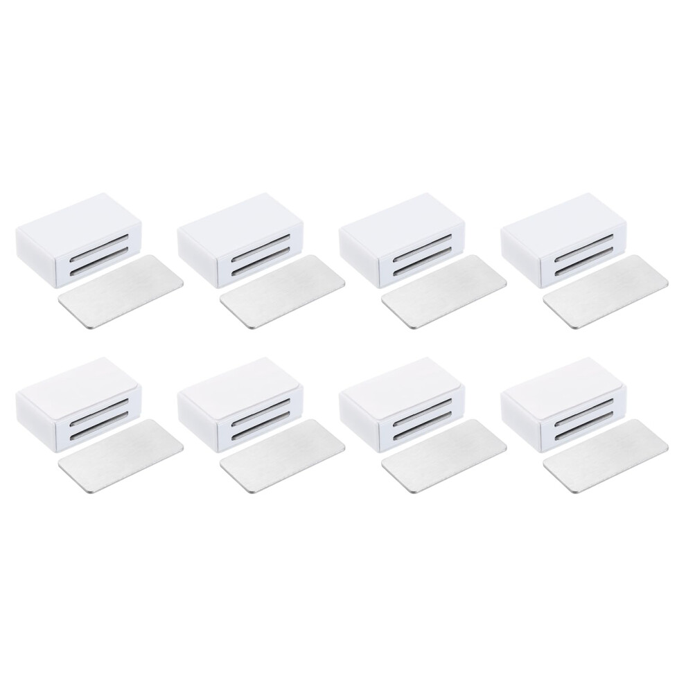 8 Pack Self Adhesive Magnetic Cabinet Door Catch, Stainless Steel NoâDrill Latch For Cupboard Drawer, White 9330225389279