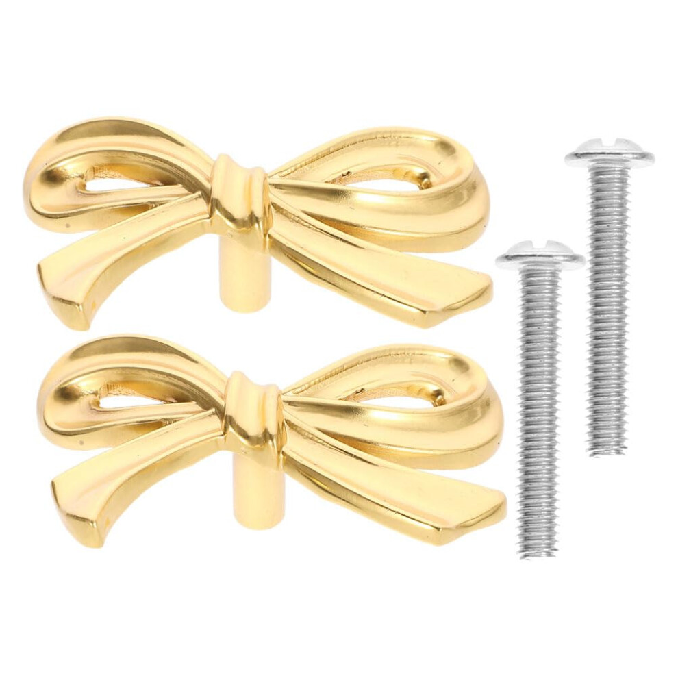 2Pcs Solid Brass Cabinet Knobs Gold Bow Drawer Pulls With Elegant Design And ScratchâResistant Finish 9330225389385
