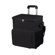 35L Rolling Cooler Bag with Wheels, Leakproof Insulated Cooler for Camping, Travel and Grocery Use, Black
