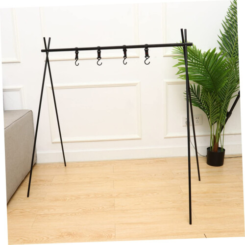 Camping Clothes Rack Foldable Outdoor Gear Organizer Lightweight Stable Multifunctional Black 1