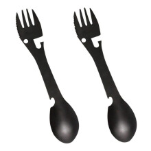 5in1 Stainless Steel Camping Utensils Set, Compact Outdoor Travel Cutlery Tool Fork Spoon Opener