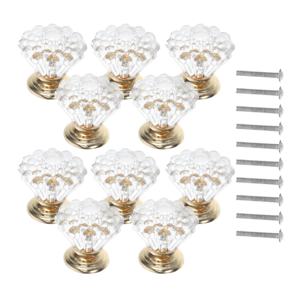 10Pcs Crystal Drawer Knobs And Acrylic Cabinet Pulls Elegant Golden Finish For Dresser And Kitchen Cabinets 9073542059493