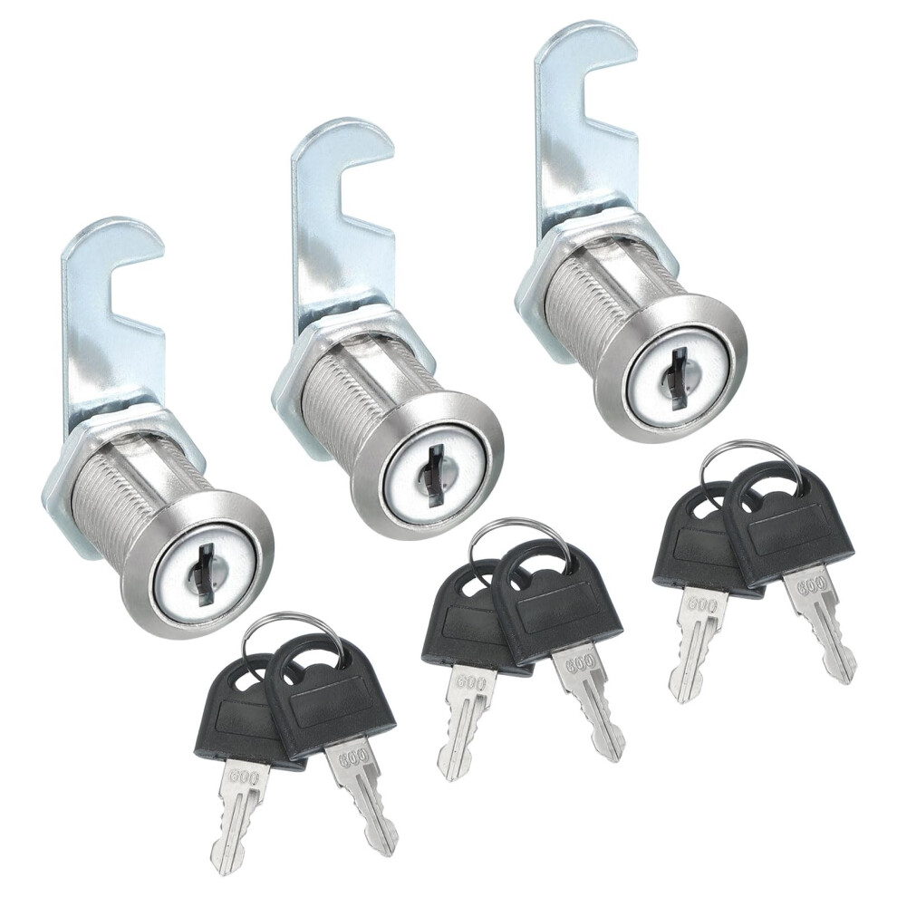 1 Inch Keyed Alike Cam Lock Set For Cabinet Drawer Rv Toolbox, Durable Zinc Alloy, 3 Pack 9330225389682