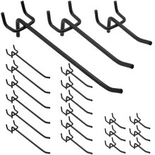 Black Metal Pegboard Hooks Set 60pcs, Heavy Duty TripleProng Steel Display Hooks for Tool Storage and Retail Shelves