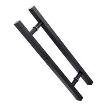 Matte Black Stainless Steel Door Handle for Glass and Wooden Doors, Modern Square Tube Pull, 1200x900mm