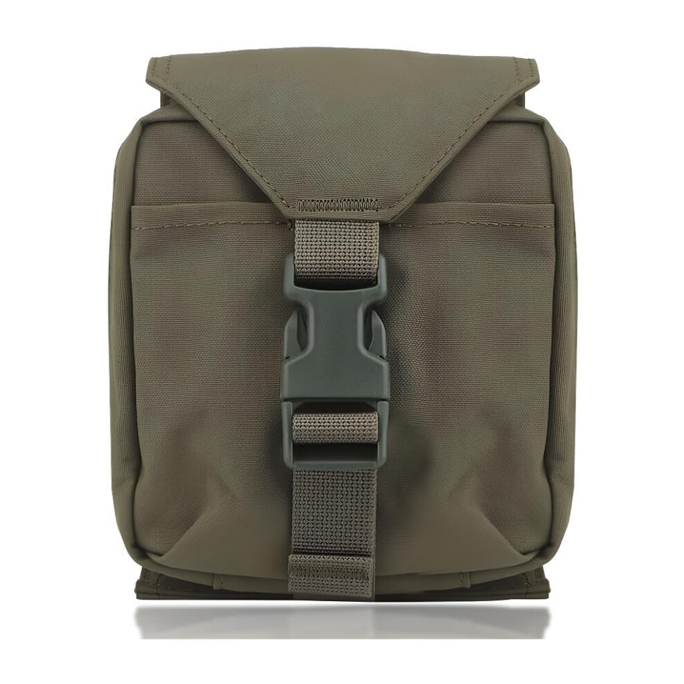 Tactical MOLLE First Aid Utility Pouch 15x19cm OD Color, Durable Nylon Compact Bag with Quick Access Design