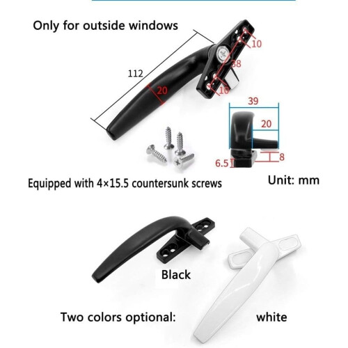 White UPVC Window Handle Pair, Durable Alloy Construction with Smooth Rotation and Easy Installation 1