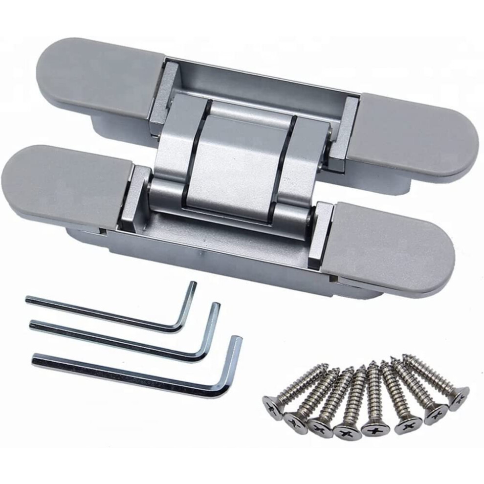 Concealed Door Hinge 180 Wide Rotation Invisible Cabinet Hinge Durable Alloy Quiet Close Silver 40Kg 9073542059684