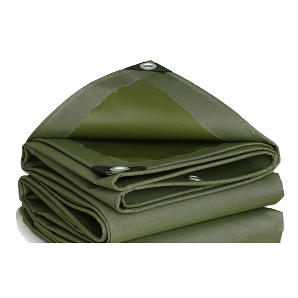Heavy Duty Canvas Tarpaulin 5X7m Waterproof Outdoor Tarp Cover Green AllâSeason TearâResistant 9330225389927