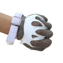 Stainless Steel Cut Resistant Gloves M, Flexible Chainmail Design for Kitchen and Butchers, Adjustable Strap