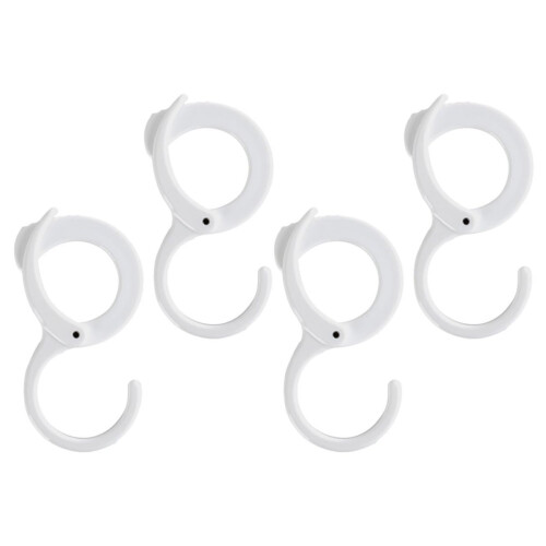 4Pcs Adjustable S Hooks with Buckle Lock for Kitchen and Bathroom, Space Saving Plastic Hanging Hooks