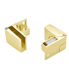 Brushed Gold Glass Door Hinges 2 Pack, Pivot Hinge Shower Door, No‑Drill Self‑Closing Zinc Alloy