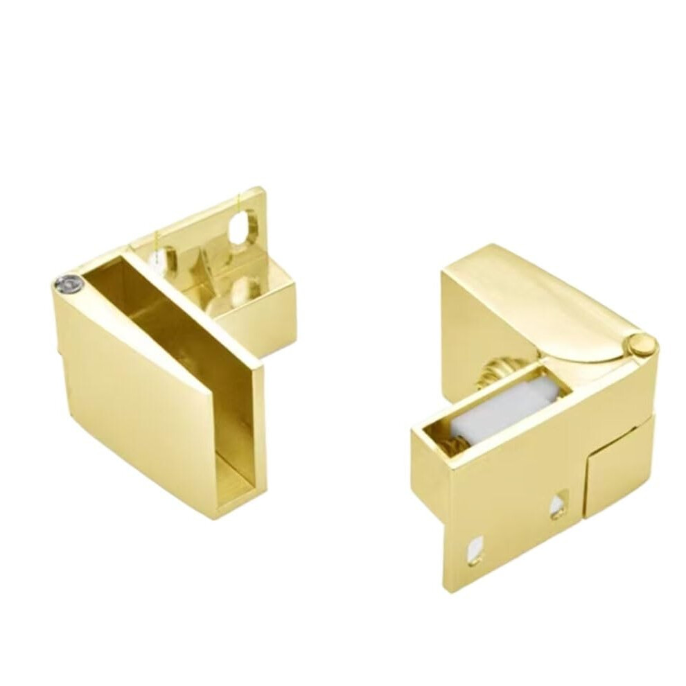 Brushed Gold Glass Door Hinges 2 Pack, Pivot Hinge Shower Door, NoâDrill SelfâClosing Zinc Alloy 9073542059875
