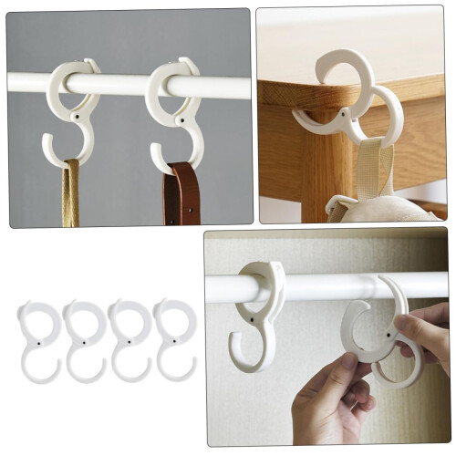4Pcs Adjustable S Hooks with Buckle Lock for Kitchen and Bathroom, Space Saving Plastic Hanging Hooks 2