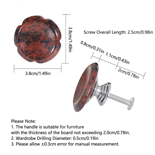 2pcs Natural Stone Cabinet Knobs PetalShaped Polished Gemstone Drawer Knobs for Dresser Wardrobe 1