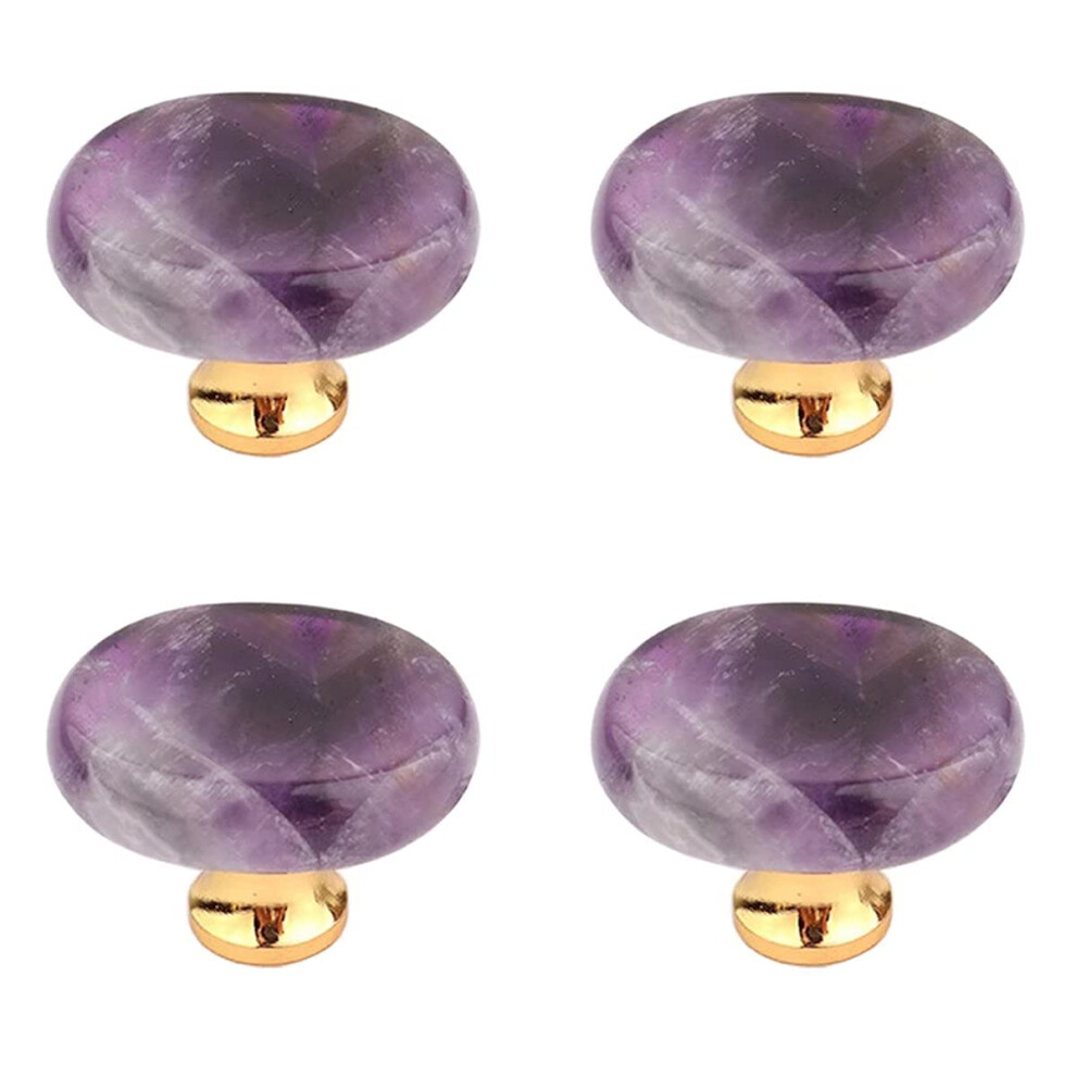 4Pcs Purple Jade Cabinet Knobs And Natural Stone Drawer Pulls, Elegant Jade Design For Wardrobe Dresser 9073542059936
