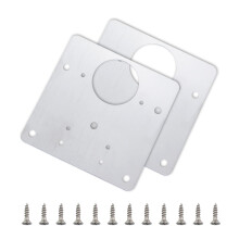 2PCS Stainless Steel Cabinet Hinge Plate 90mm Reinforcement Bracket with Screws for Wardrobe Door