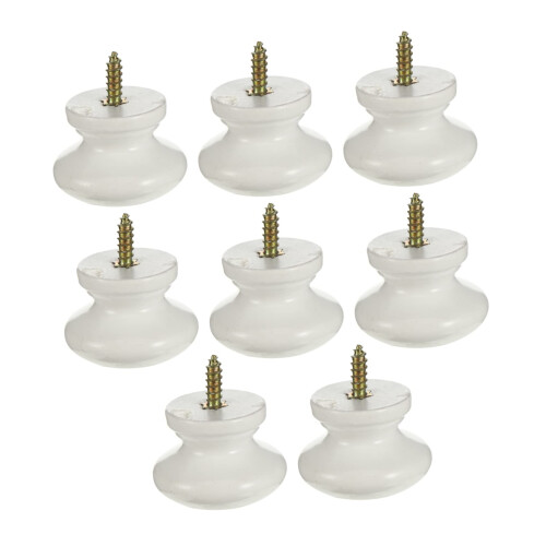 8pcs White Round Cabinet Knobs Set, Modern Drawer Pulls, Easy Installation for Wardrobe and Closet