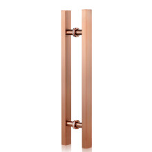 Rose Gold 31 Inch Door Pull Handle Set for Glass and Wooden Doors, Weatherproof Double Sided Design