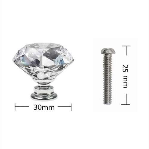Crystal Cabinet Knobs 10 Pack Diamond Design Glass Drawer Pulls with Durable Zinc Alloy Base Transparent 1
