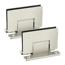 Frameless Glass Shower Door Hinges 90 Degree Brushed Nickel Heavy Duty Adjustable Wall to Glass Hinge