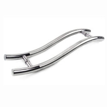 Modern Stainless Steel S Shape Door Handle, Brushed Finish Glass Pull for Bathroom and Sliding Doors