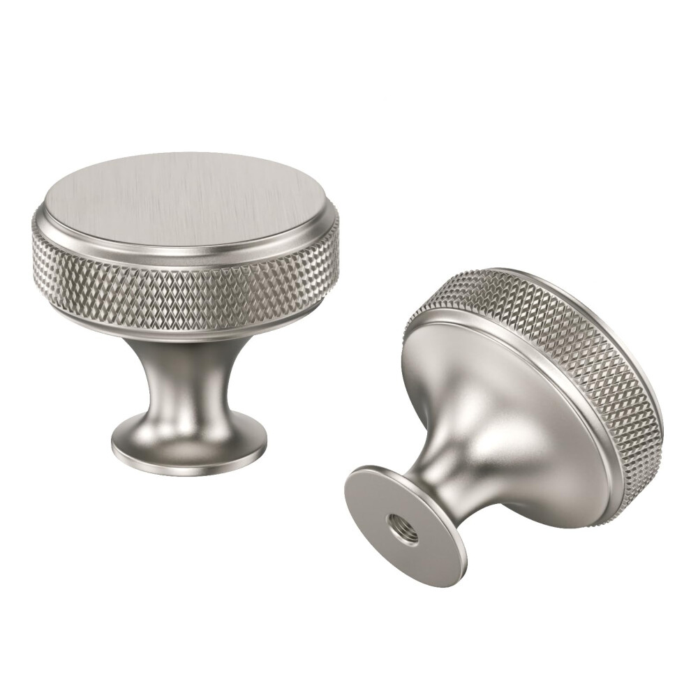 Lontan 5 Pack Brushed Satin Nickel Door Knobs Silver Drawer Knobs Knurled Round, Cupboard Handles Single Hole Aluminum Alloy 5003339492404
