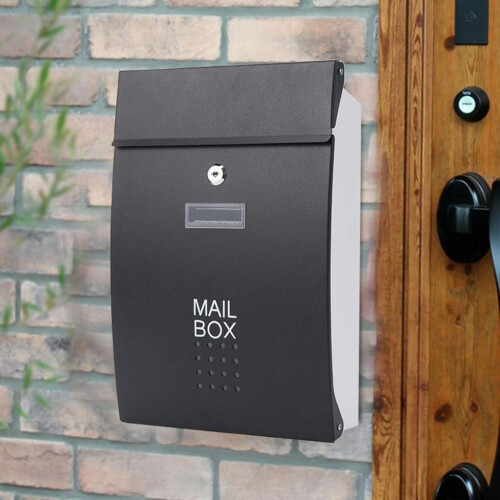 Large Capacity Wall Mounted Mailbox, Lockable Rustproof Steel Post Box for Home and Outdoor Use