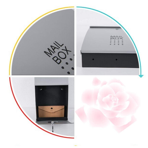 Large Capacity Wall Mounted Mailbox, Lockable Rustproof Steel Post Box for Home and Outdoor Use 1