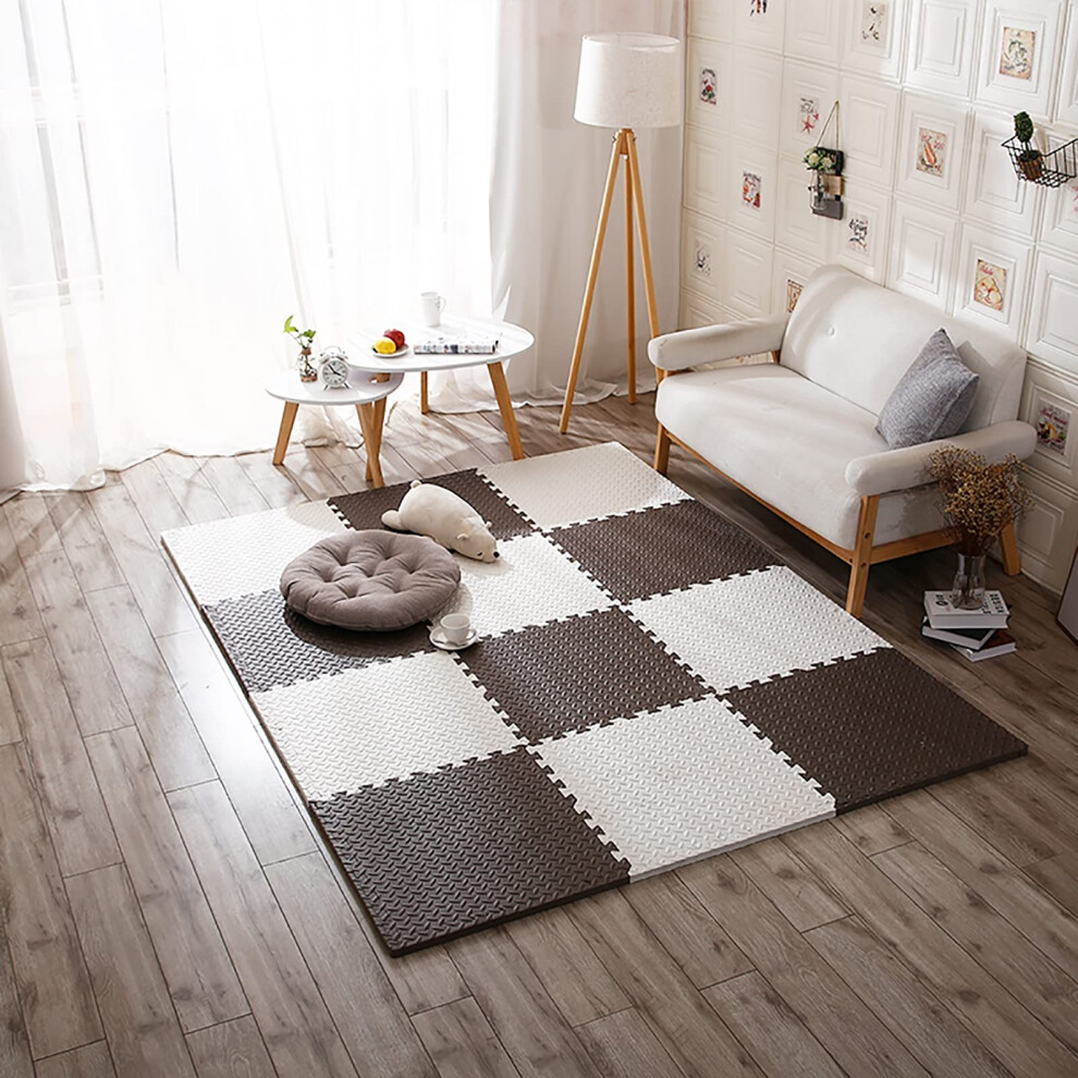 Foam Floor Mats 24x24 Inch with Borders, Cushioned NonSlip Interlocking Play Mats for Kids and Baby
