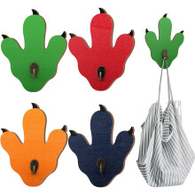 Wooden Dinosaur Wall Hooks Set of 4, Playful Dino Claw Design for Kids Room Nursery Decor