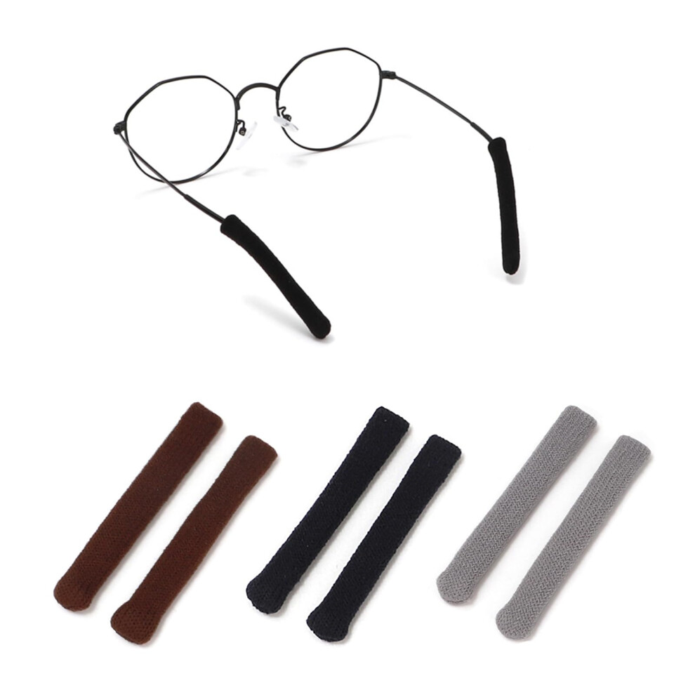 Soft Cotton AntiâSlip Eyeglass Ear Cushions and Temple Sleeves, Elastic Comfort Grips for Sunglasses, 3 Pairs