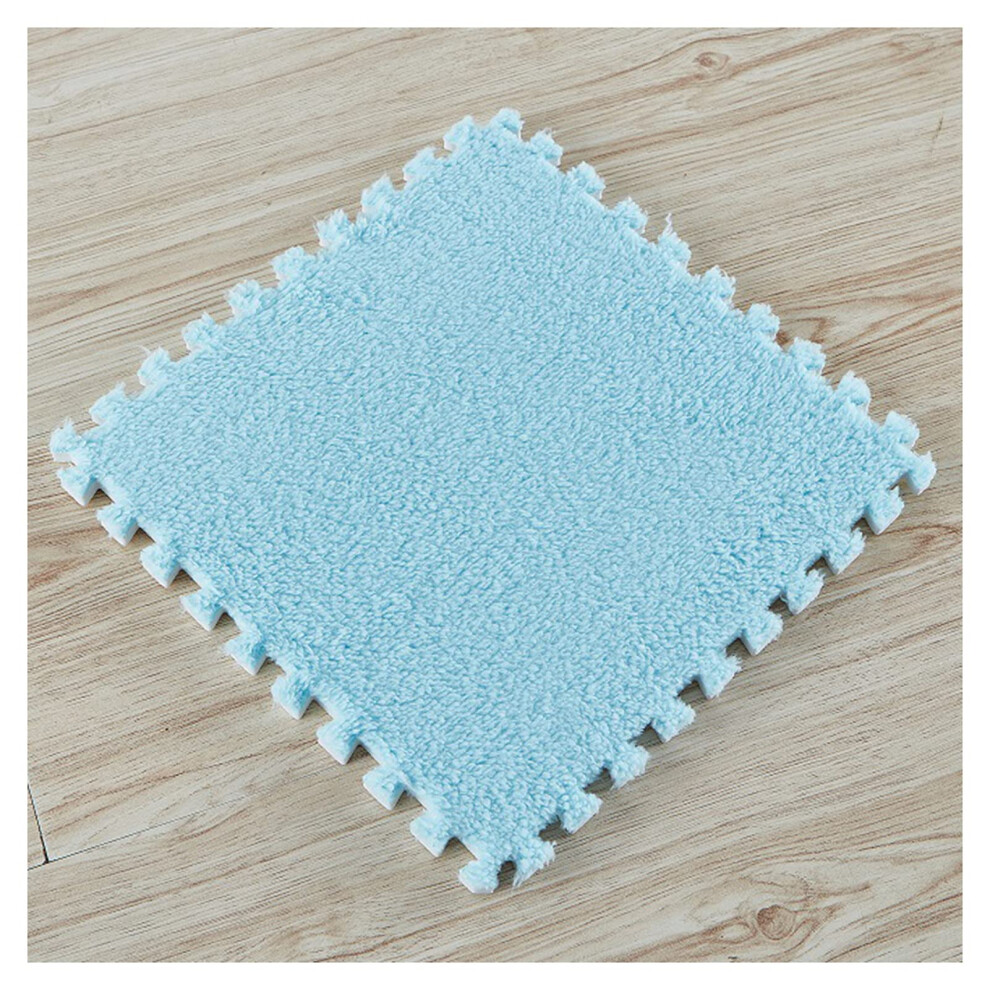 Interlocking Foam Mats 12X12 Light Soft Plush Carpet Tiles For Playroom And Bedroom, Cushioned Floor Padding 12Pcs Blue